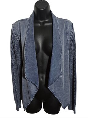 NWT Natural Reflections Acid Wash Waterfall Cardigan - Small
